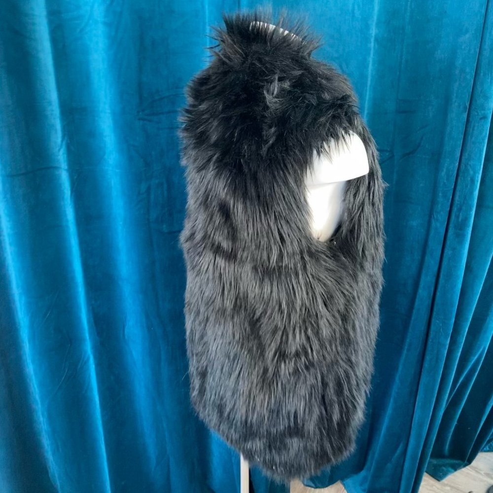 PPLA Faux Fur Vest Jacket Black - Picture 9 of 10